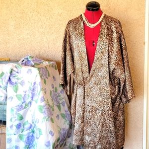 L.A. Intimates Exotic Cheetah Print Satin Robe 2X